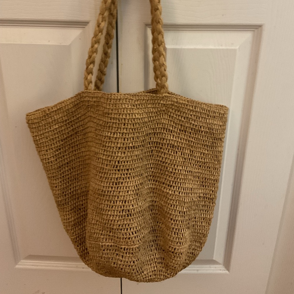 Elegant Tan Woven Tote Bag